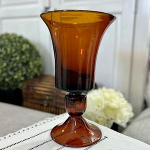 NWOT* Heavy Glass Brown Pedestal Vase